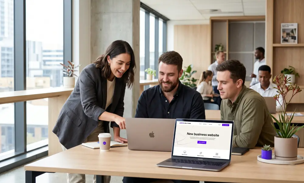 Startup website cost Australia — small business owner reviewing new website