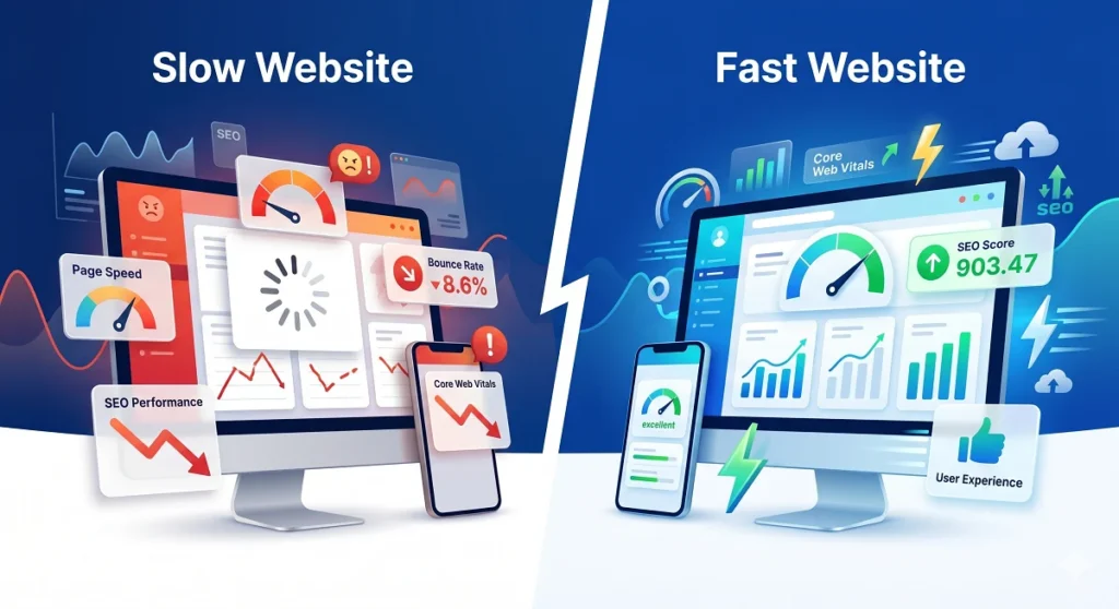 slow website and fast website compair